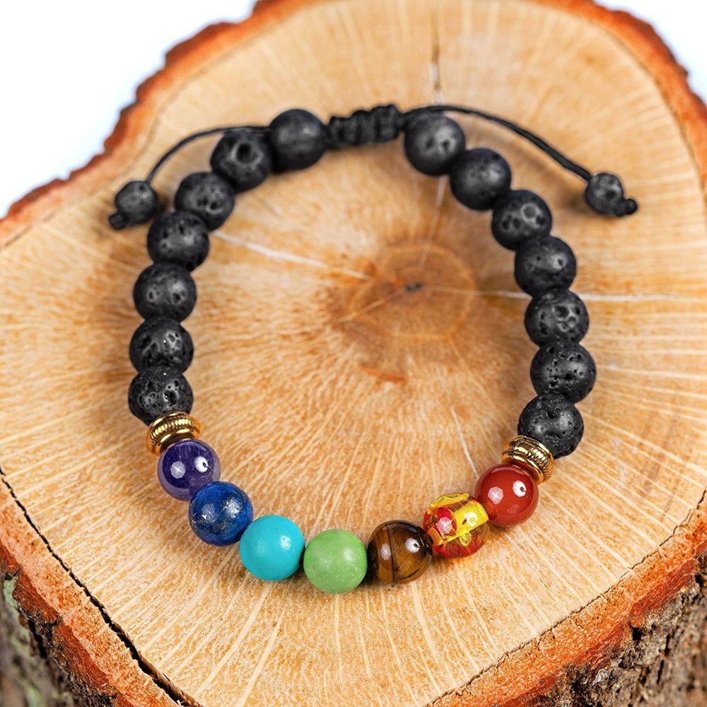 7 Chakra Healing Bracelet with Real Stones,